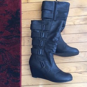 Mid-Calf Length Heeled Boots